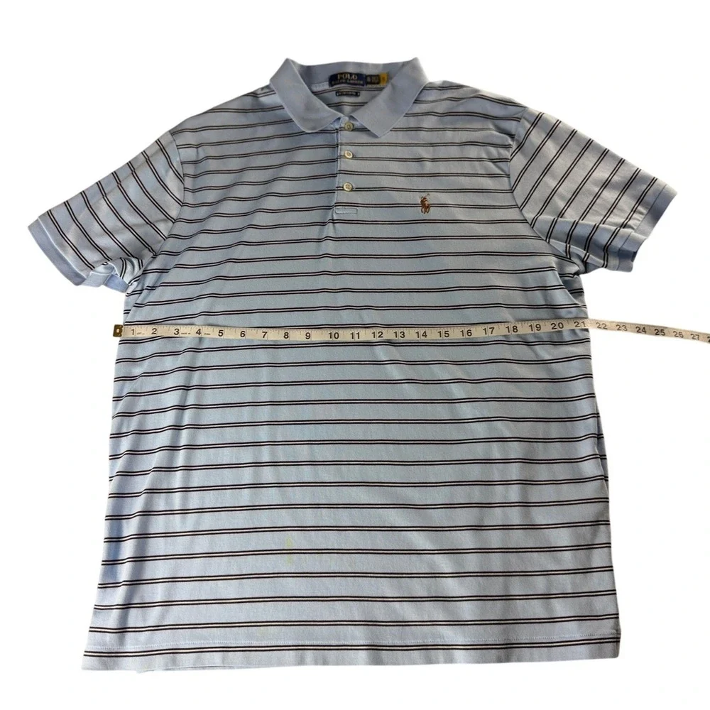 Polo Ralph Lauren Custom Slim Fit Striped Polo Shirt Mens XL Light Blue Pony